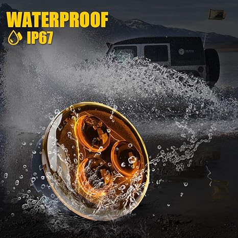 Xprite Amber LED Turn Signal Light w/Smoke Lens, Aluminum Front Blinker Lights Compatible with 2007-2018 Jeep Wrangler JK