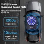 2025 Upgraded 10"1200W Slim Under Seat Powered Car Subwoofer