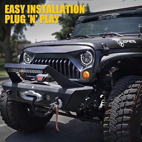 Xprite Amber LED Turn Signal Light w/Smoke Lens, Aluminum Front Blinker Lights Compatible with 2007-2018 Jeep Wrangler JK