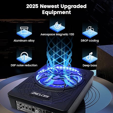 2025 Upgraded 10"1200W Slim Under Seat Powered Car Subwoofer