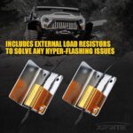 Xprite Amber LED Turn Signal Light w/Smoke Lens, Aluminum Front Blinker Lights Compatible with 2007-2018 Jeep Wrangler JK