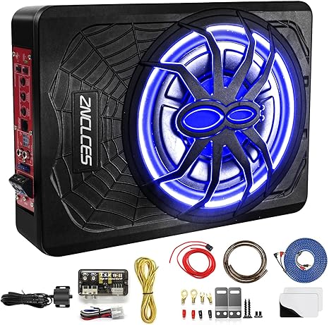 2025 Upgraded 10"1200W Slim Under Seat Powered Car Subwoofer